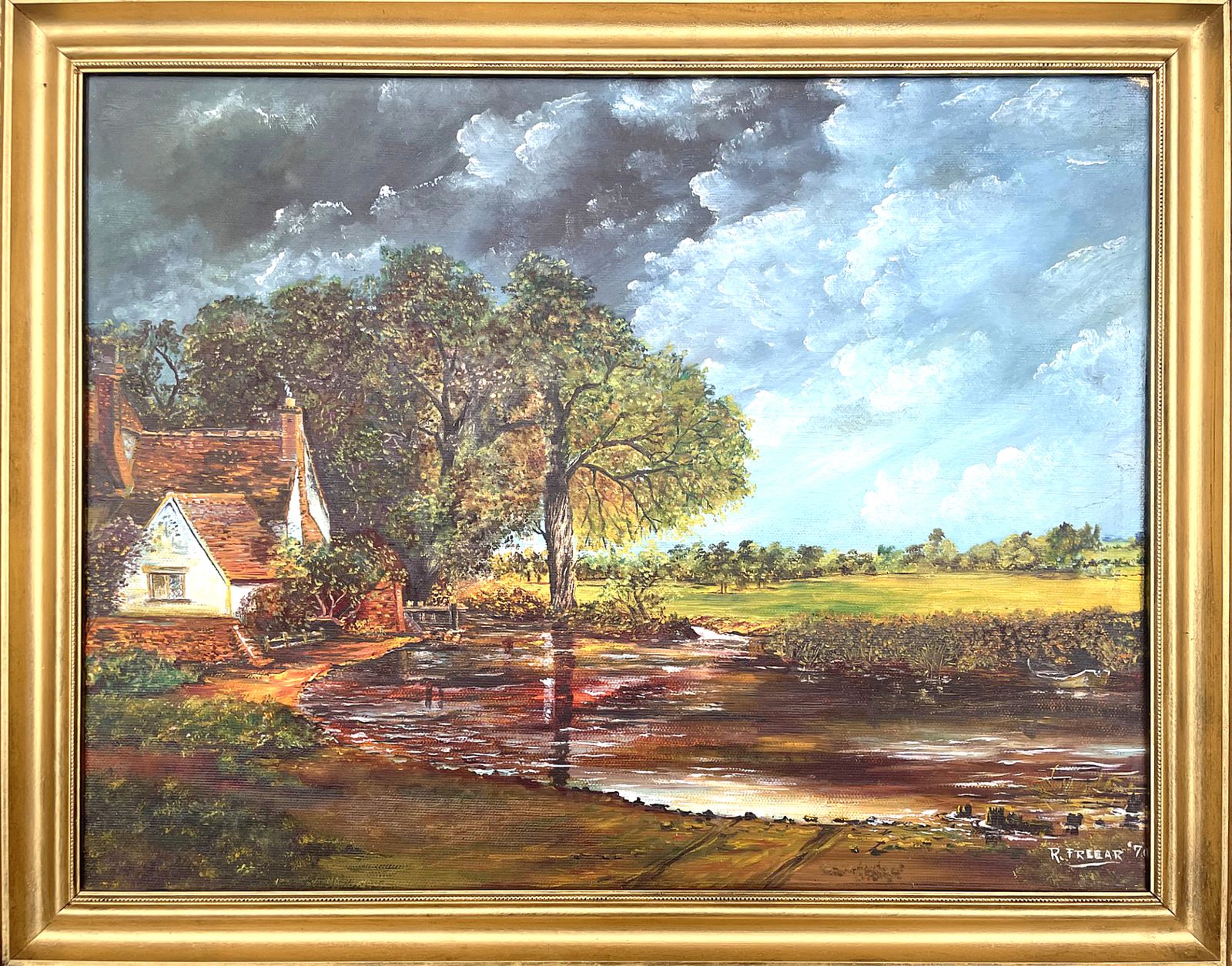 Fine Mid C20th Oil On Canvas   "Willy Lotts Cottage At Flatford" photo furniture