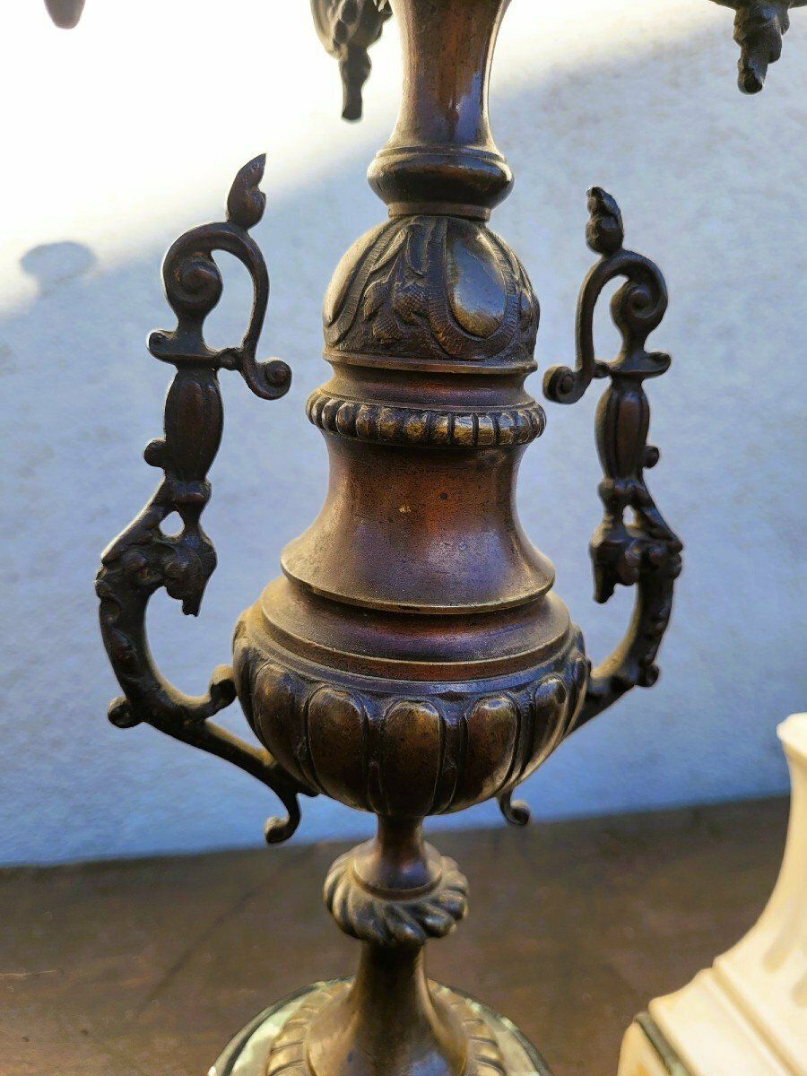 Garniture de cheminée en bronze, Agriculture et Industrie, XIXe siècle photo Décoration