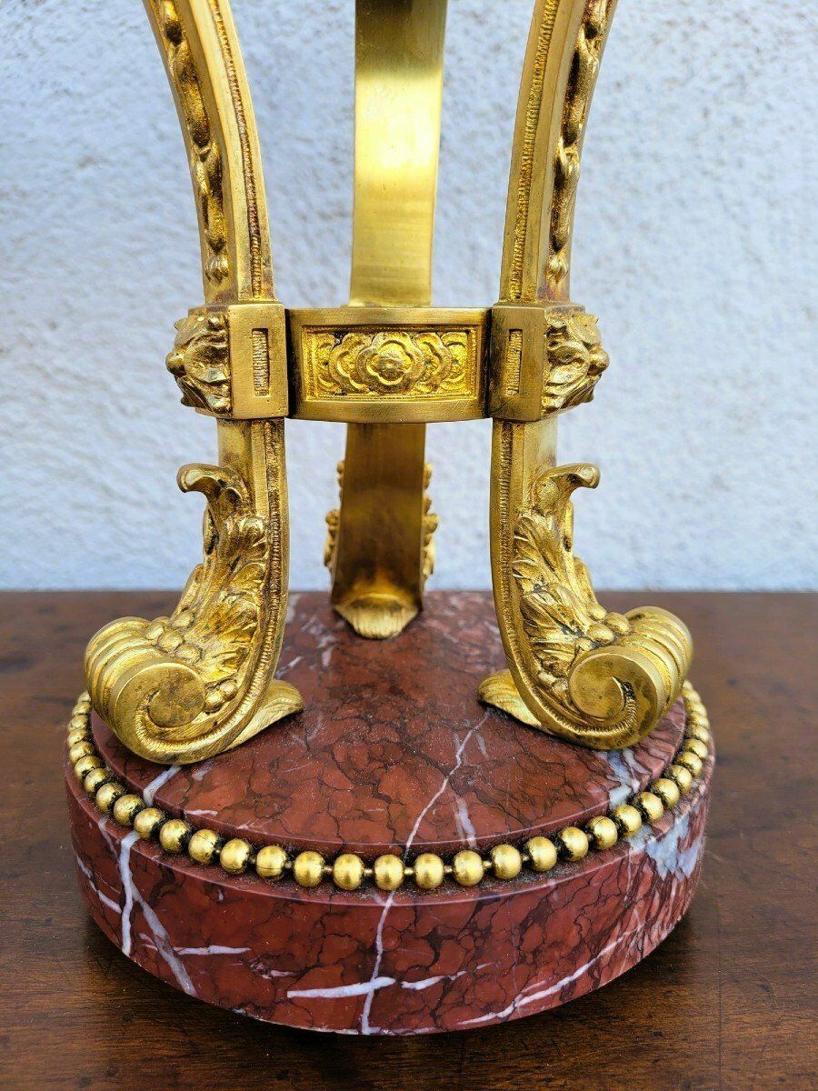 Pair Of Red Marble And Bronze Cassolettes, 19th Century photo for sale