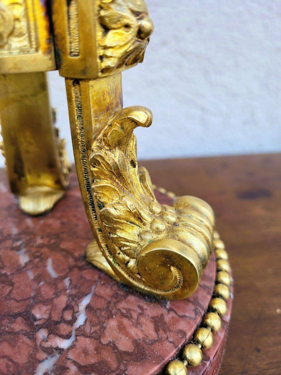 Pair Of Red Marble And Bronze Cassolettes, 19th Century photo vinterior