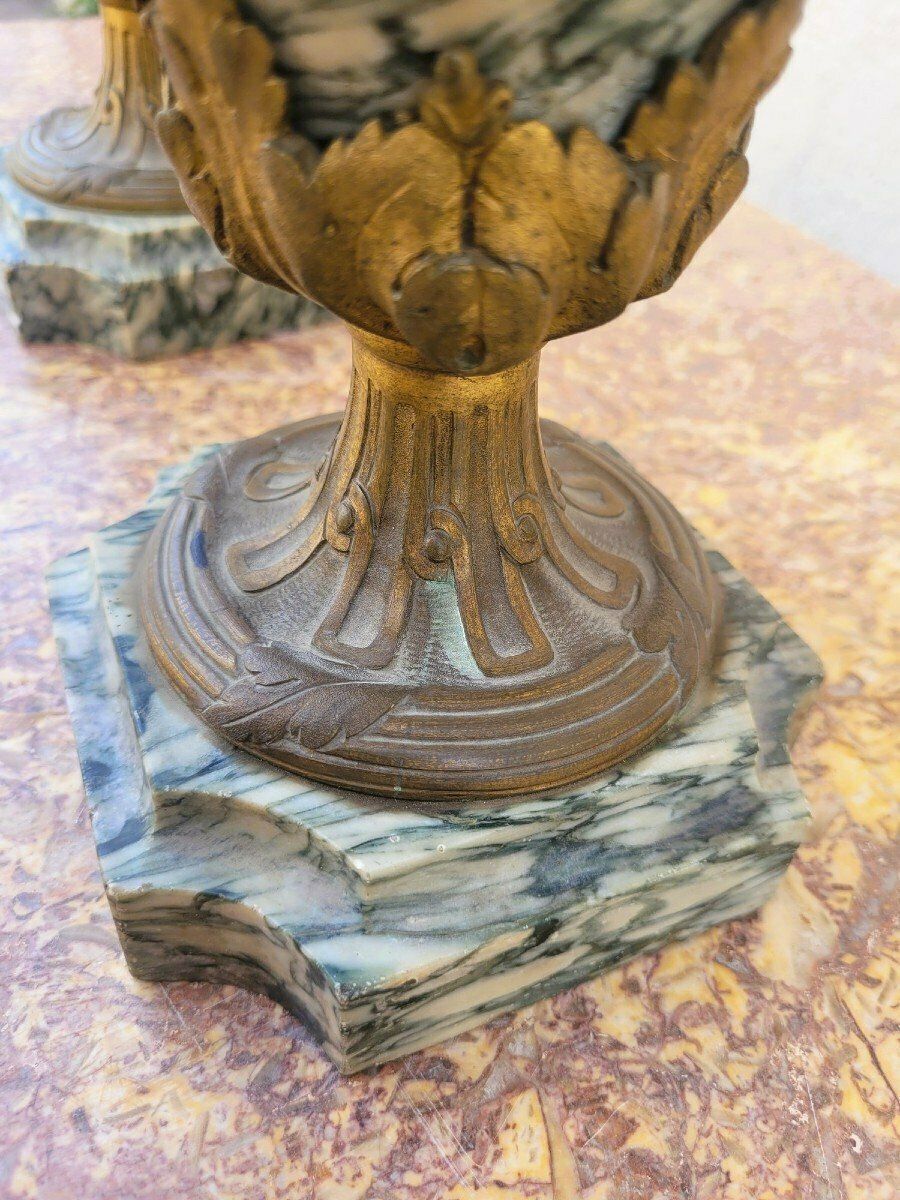 Home Decor Pair Of Marble And Bronze Cassolettes, 19th Century photo