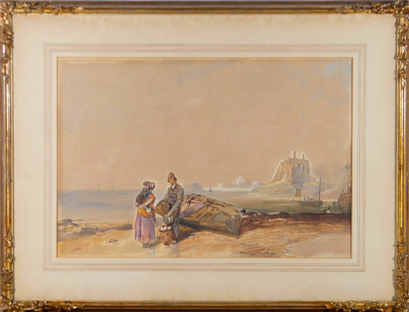 Framed Mid 19th Century Watercolour   The Fisherman's Wife