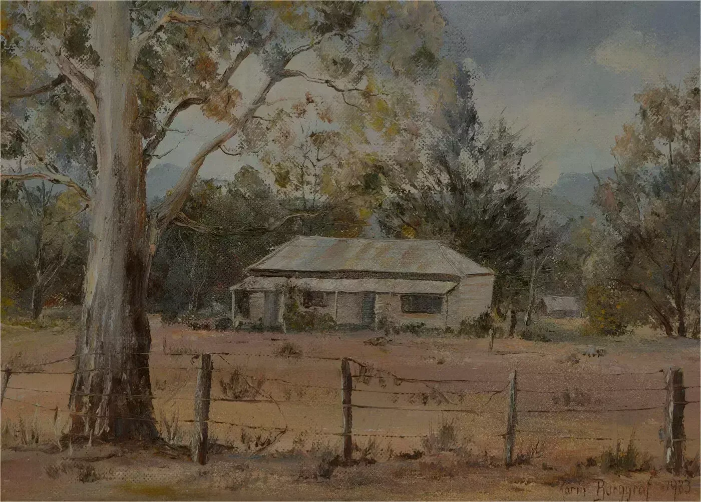 Karin Burggraf   1983 Oil, Home In The Ranges (Near Bombala) photo furniture