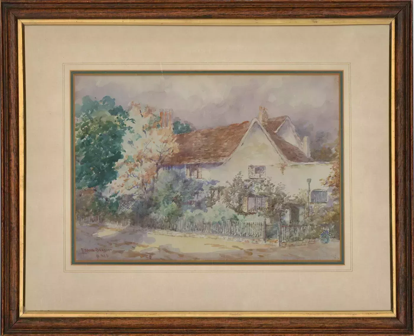 Lorna Burdett   Signed & Framed Mid 20th Century Watercolour, Country Cottage