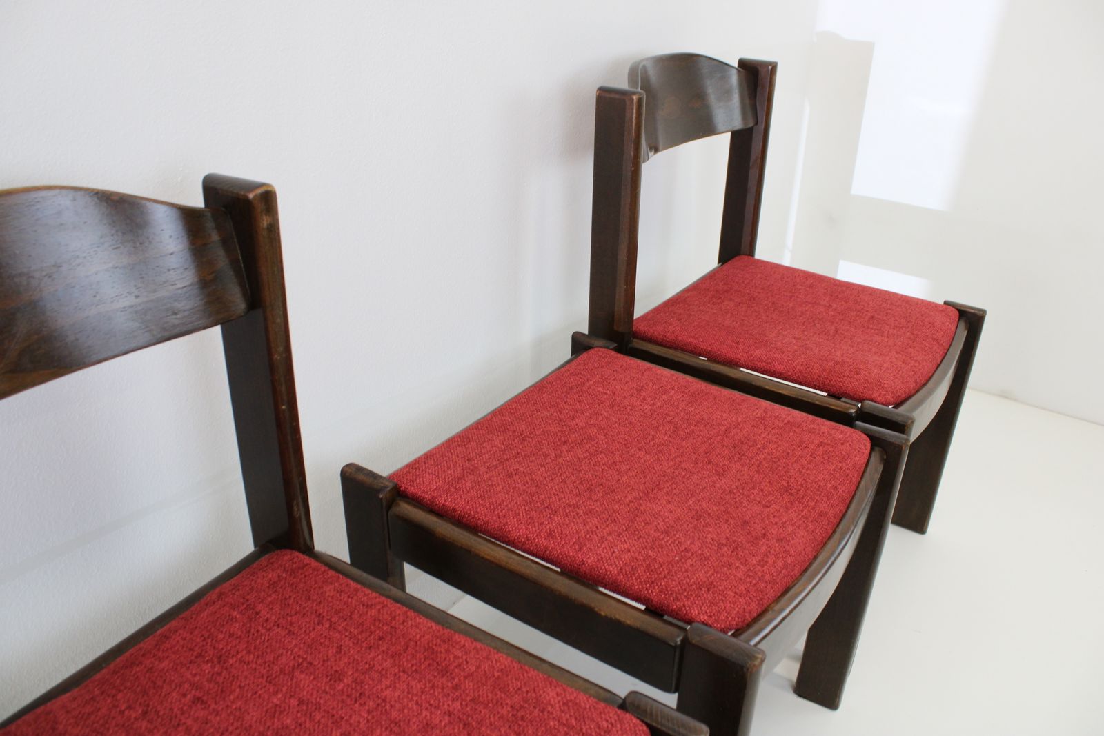 Wooden Dining Chairs/Set Of 3 Retro Chairs/Upholstered Chairs/Kitchen Chairs/Chair photo for sale
