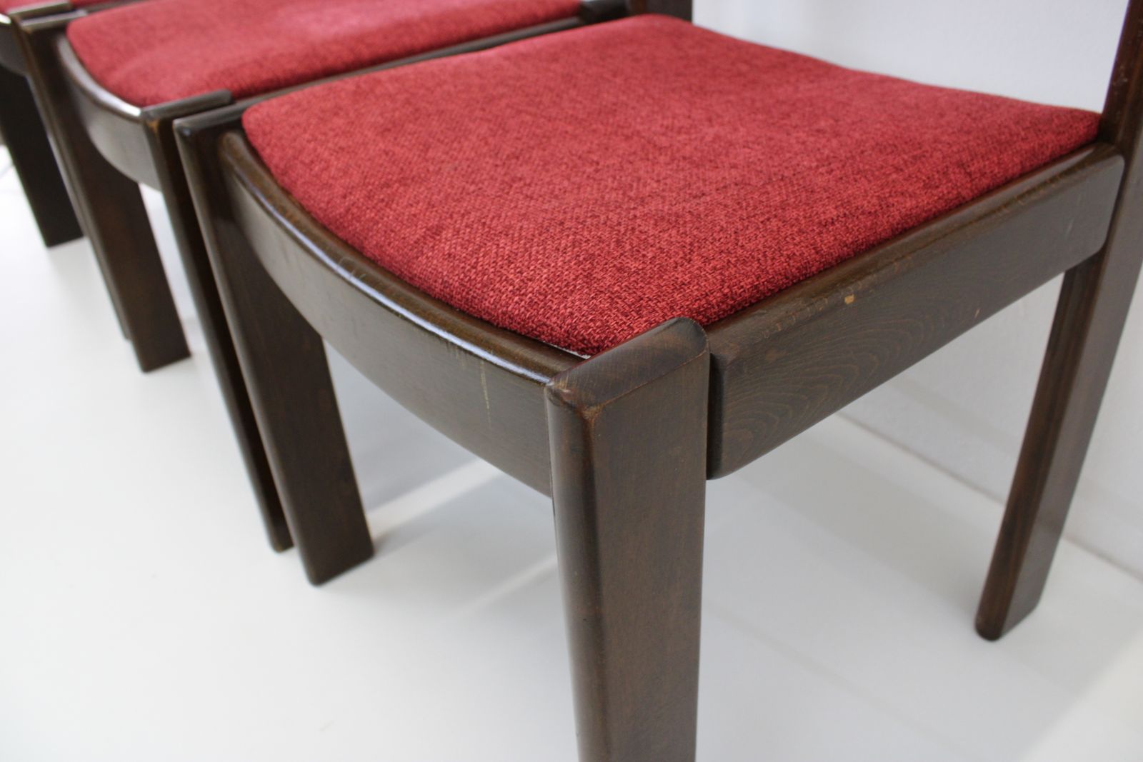 Wooden Dining Chairs/Set Of 3 Retro Chairs/Upholstered Chairs/Kitchen Chairs/Chair photo vintage