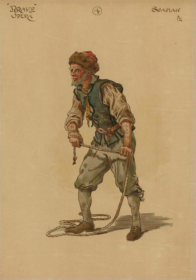 After William Charles Pitcher Ri (1858 1925)   C.1917 Watercolour, Old Seaman photo for sale