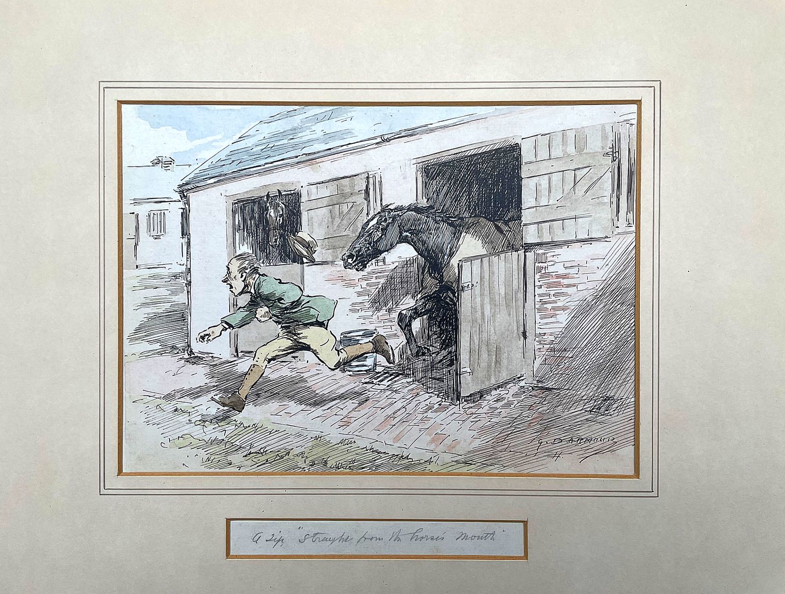 Superb Edwardian Watercolour By George Denholm Armour (1864 1949)   "Straight From The Horses Mouth" photo for sale