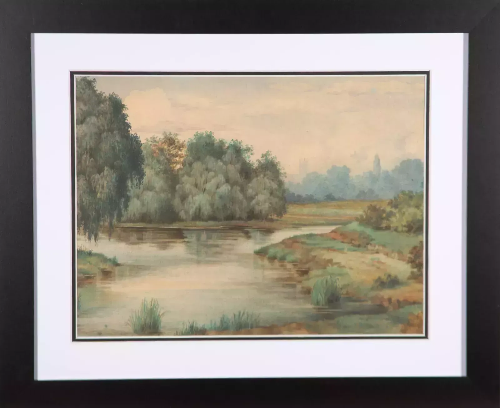 H. Morant   1894 Watercolour, Misty Wetlands