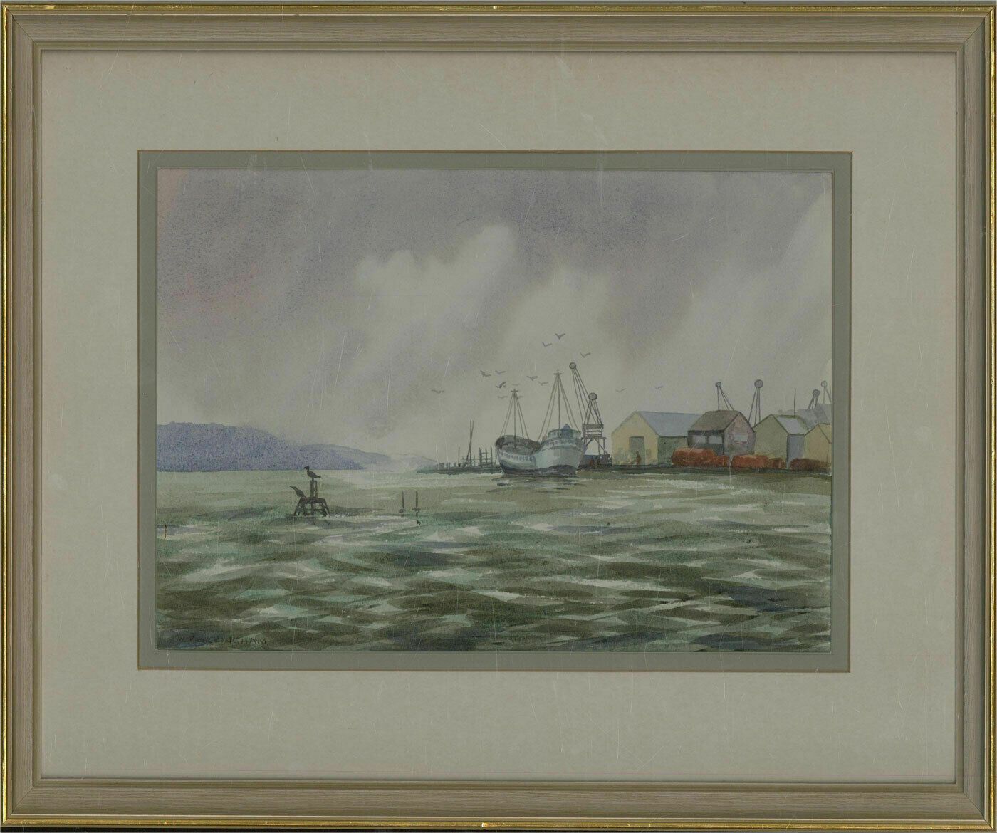 W. Burlingham   20th Century Watercolour, View Of A Port