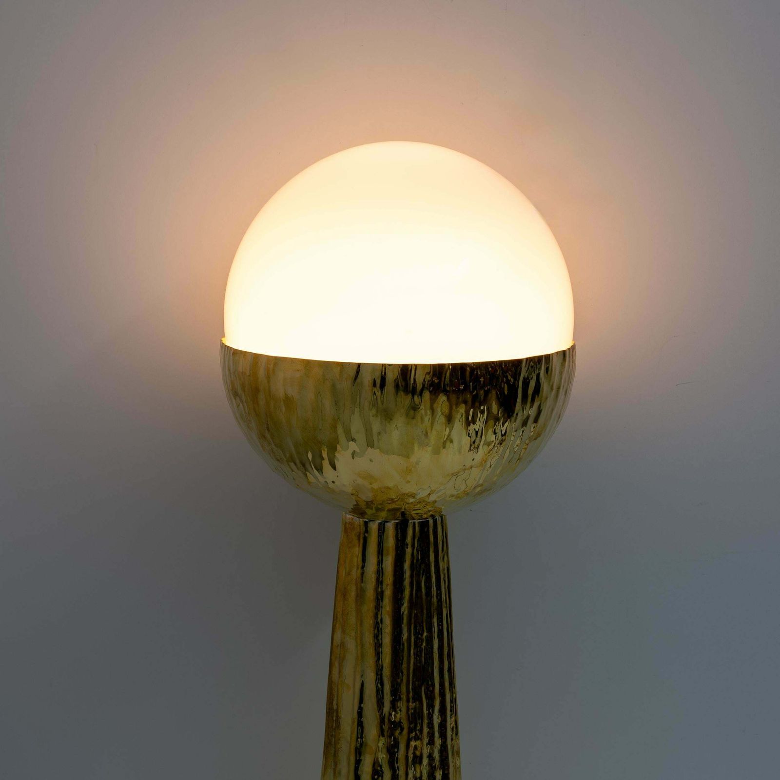 Pair Of Modern Italian Brass And Opaline Glass Table Lamps photo vinterior