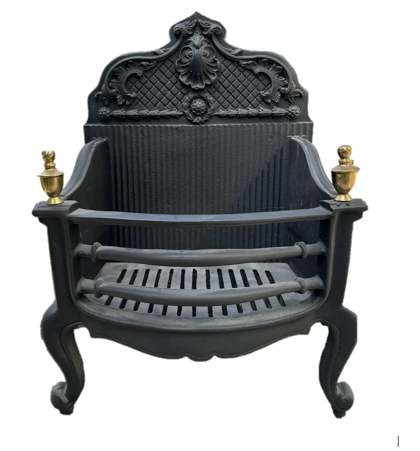 Antique Iron And Brass Fire Basket With Bio Ethanol Kit