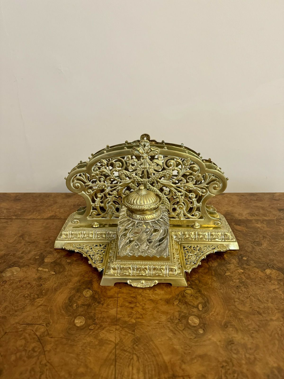 Stunning Quality Antique Ornate Brass Desk Set photo Home Decor