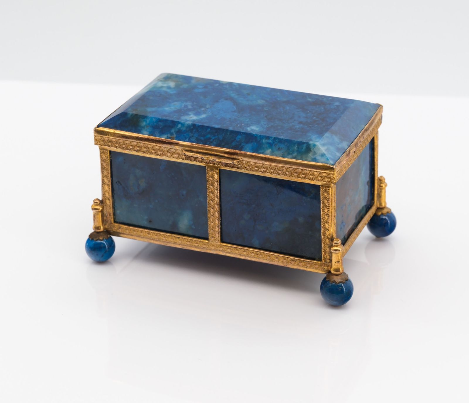 Antique Lapis Lazuli & Gilt Metal Miniature Box Casket French Circa 1880 photo furniture