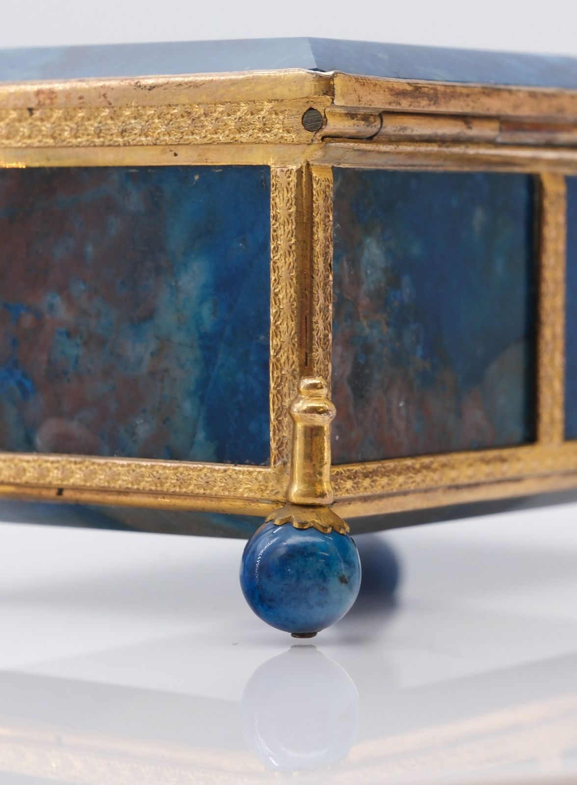 Antique Lapis Lazuli & Gilt Metal Miniature Box Casket French Circa 1880 photo vinterior