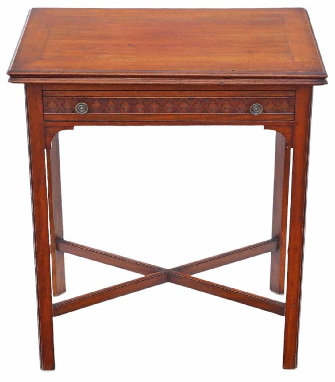 Antique Fine Quality Early 20th Century Mahogany Writing Card Table   Desk Side Dressing photo for sale