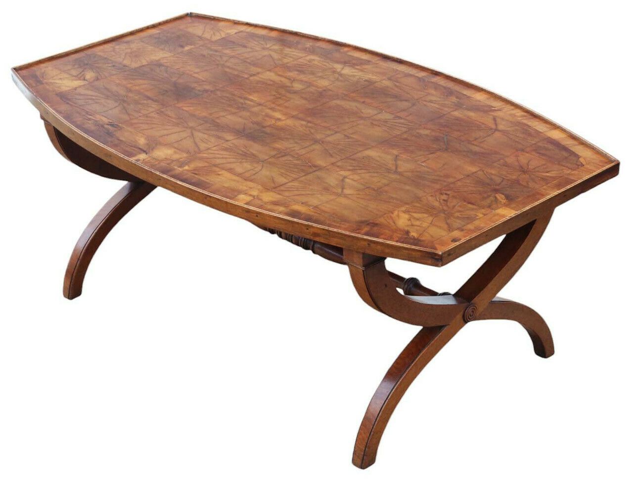 Antique Vintage Quality Early 20th Century Yew Oyster Veneer Coffee Table