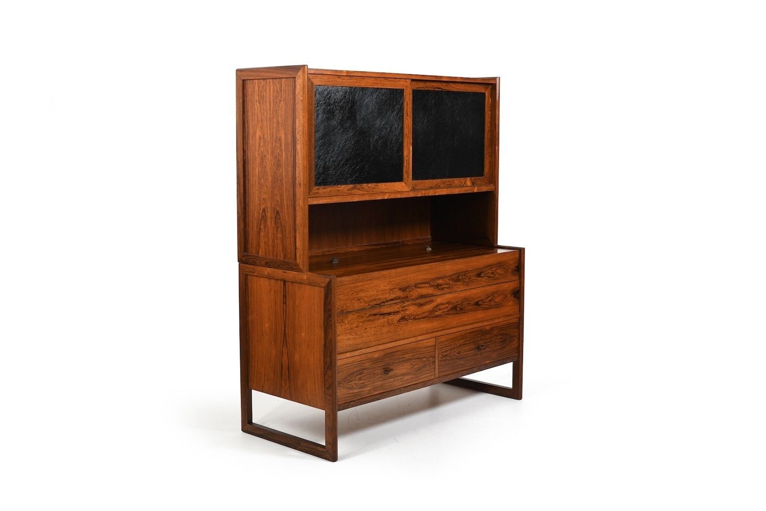Rare Danish Bar Cabinet With Leather Parts 1960s
