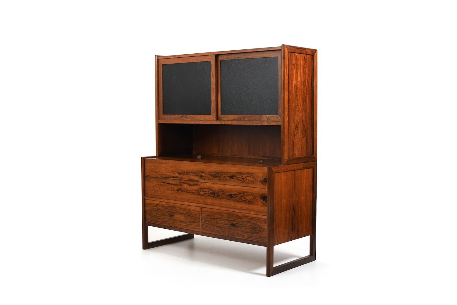 photo furniture Rare Danish Bar Cabinet With Leather Parts 1960s
