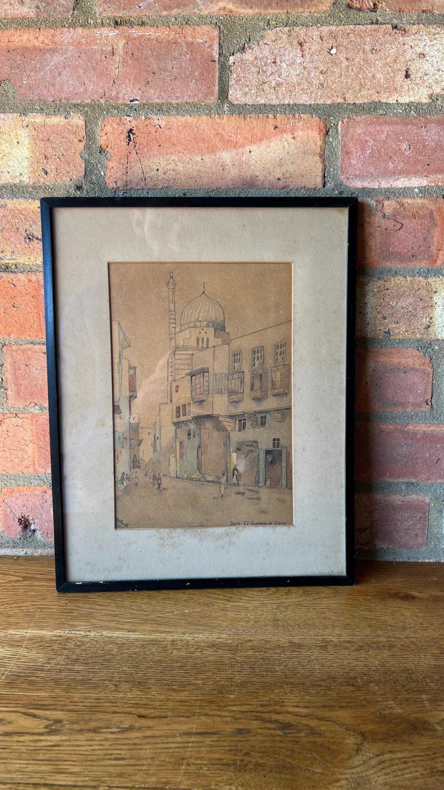 Early 1900 Original And Signed Watercolour Drawing Of A Street In Cairo photo furniture