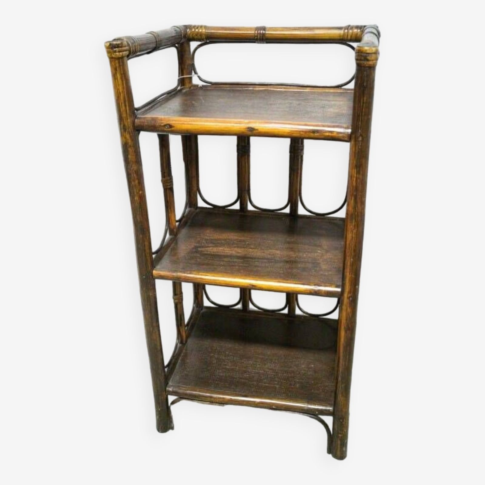 Small Rattan And Wood Shelf, Boho