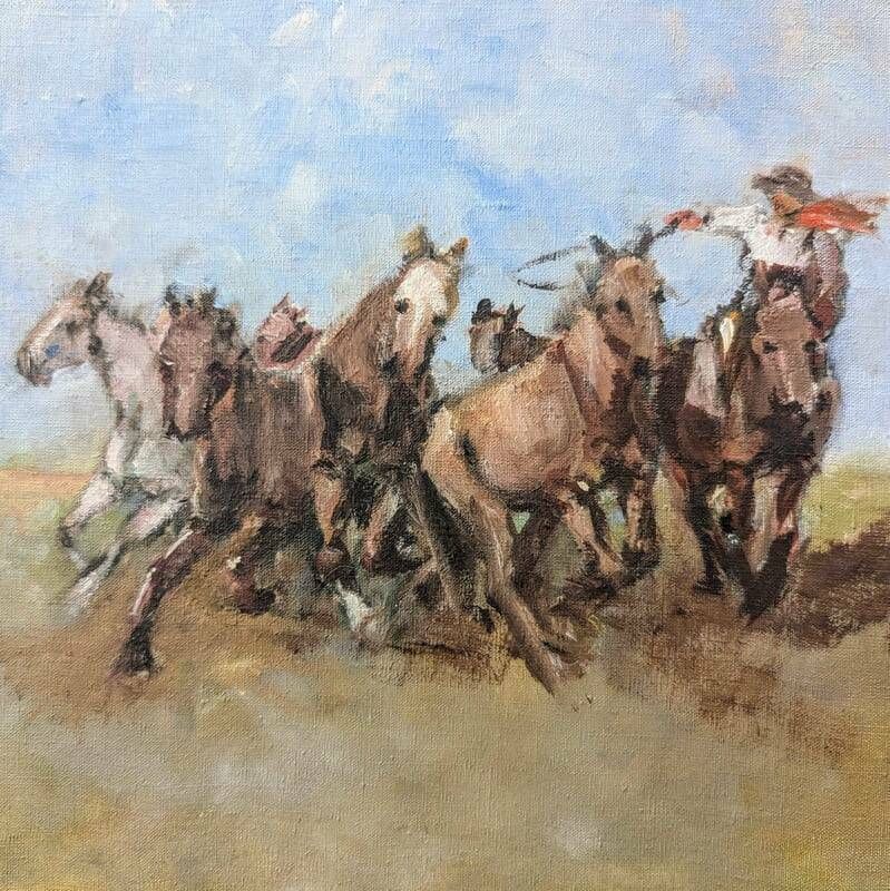 Oil On Canvas "Wild Horses" photo for sale