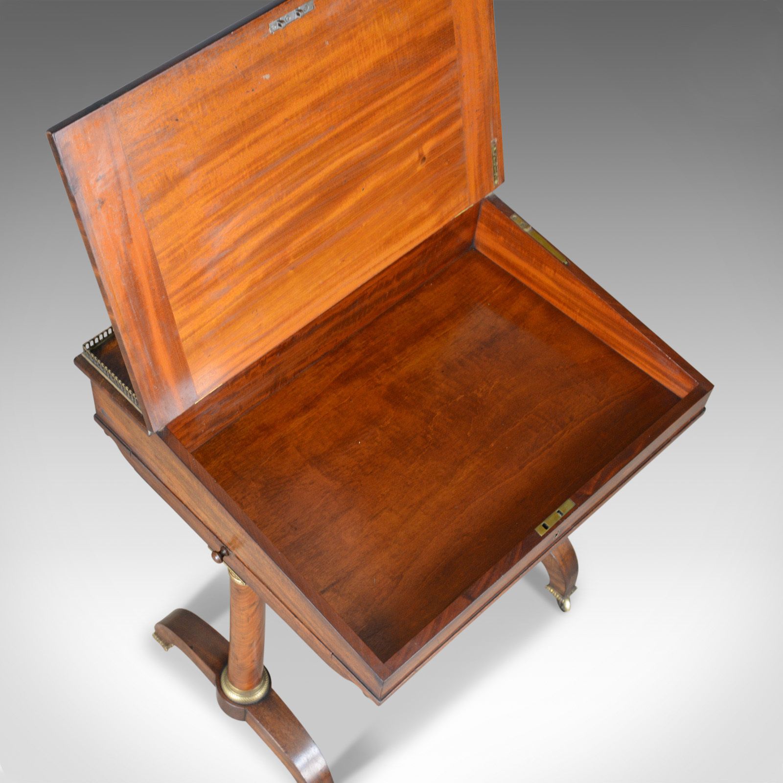 2850.0 Antique Writing Table, English, Regency, Mahogany, Davenport, Circa 1820 photo