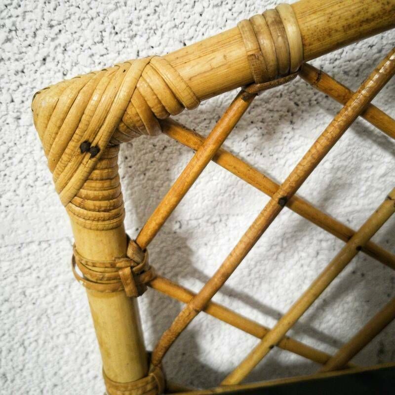 Rattan Corner Shelf, Boho photo Furniture