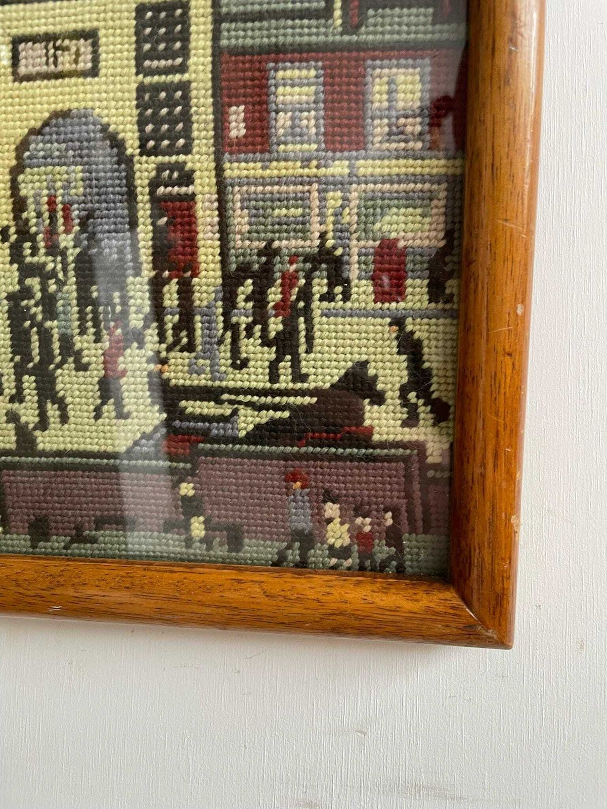 Needlework Retro Framed Ls Lowry Art In A Chunky Wooden Frame ‘Coming From The Mill’ photo 85.0