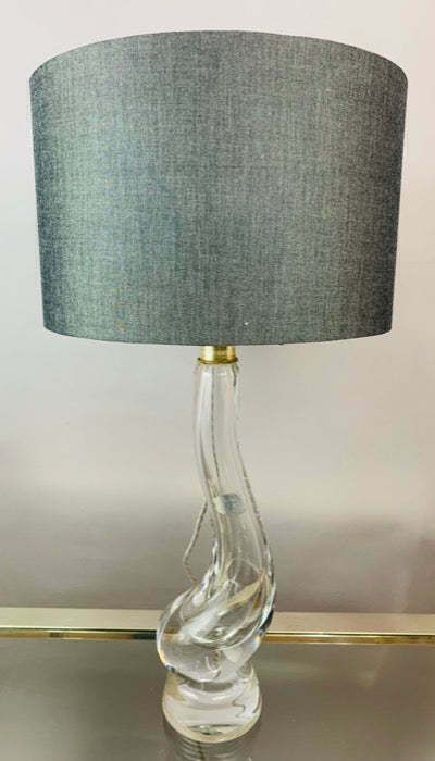 1950s Belgium Val St Lambert Clear Crystal Glass "Swan" Table Lamp photo Lighting