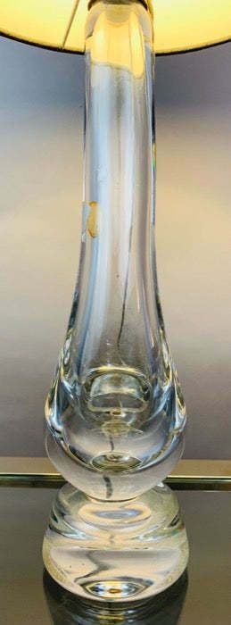 photo vinterior 1950s Belgium Val St Lambert Clear Crystal Glass "Swan" Table Lamp