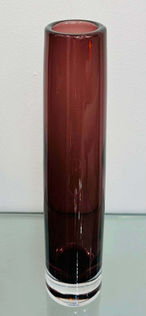 1960s Danish Handblown Purple & Clear Glass Vase photo for sale