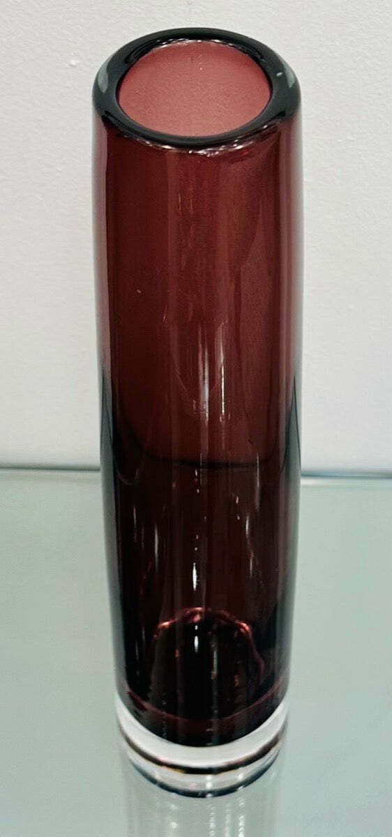 Home Decor 1960s Danish Handblown Purple & Clear Glass Vase photo