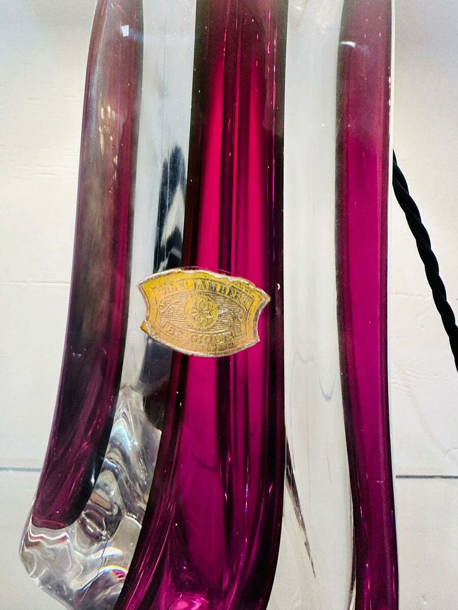 1950s Val St Lambert Purple & Clear Crystal Glass Table Lamp photo buy