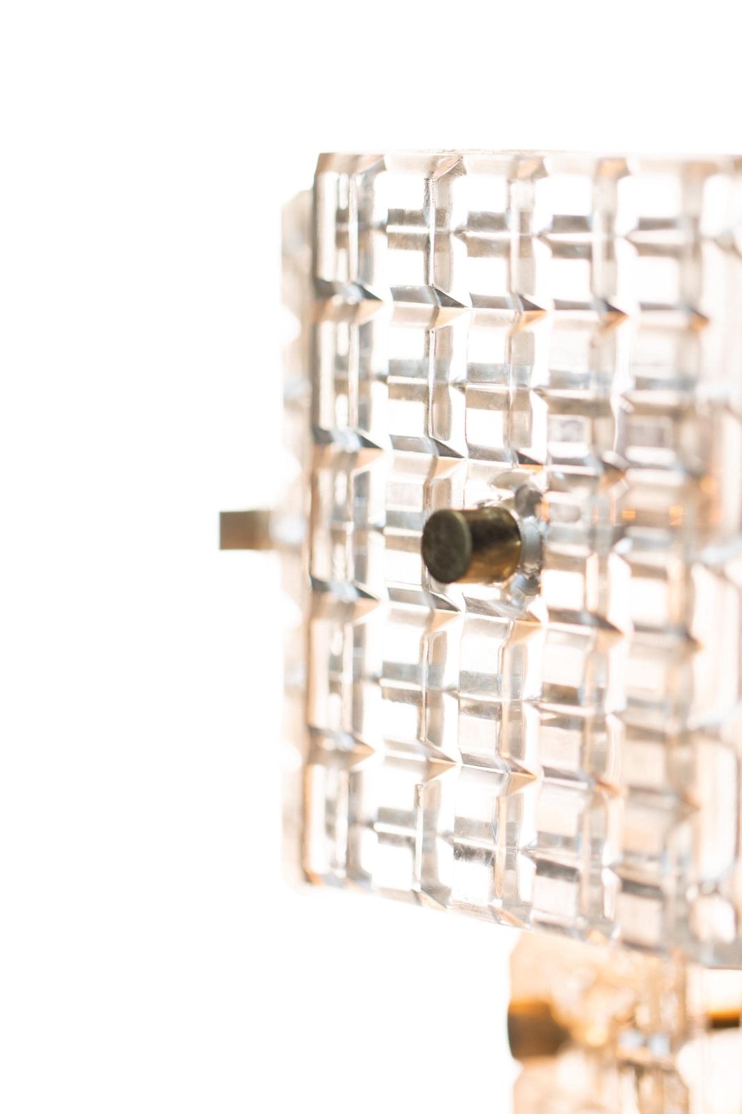 photo for sale Vintage Embossed Glass And Brass Chandelier / 1970s Vienna / Mid Century Pendant Lamp / Ceiling Light With 20 Glass Discs / Home Lighting