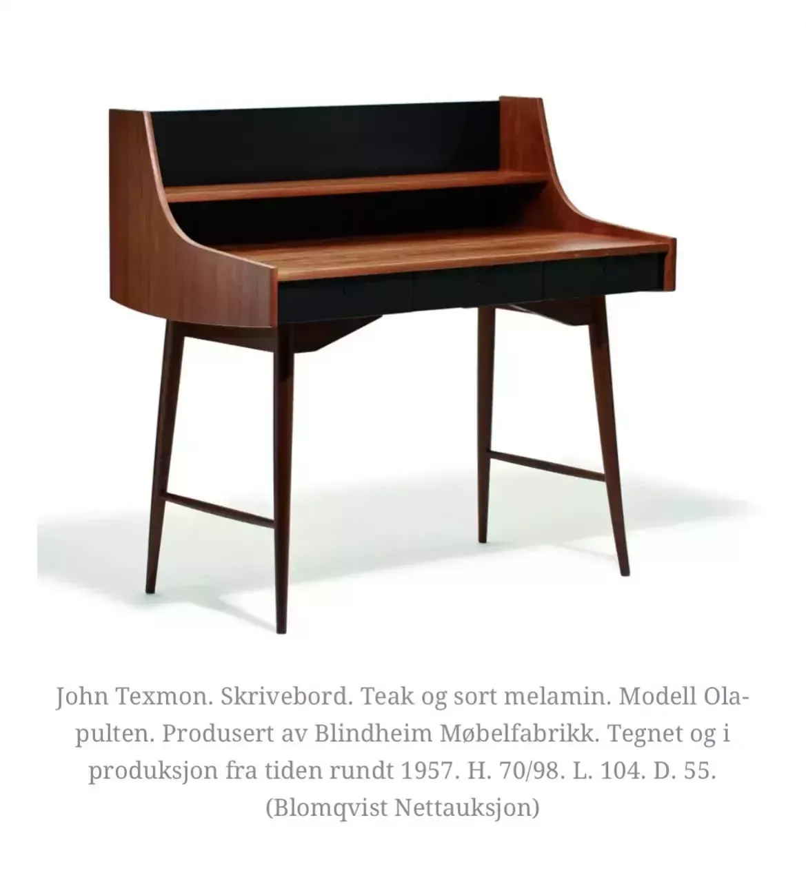 A Ola Pulten Writing Desk, Designed By John Texmon For Blindheim Møbelfabrikk, In Production From Approx 1957 photo furniture