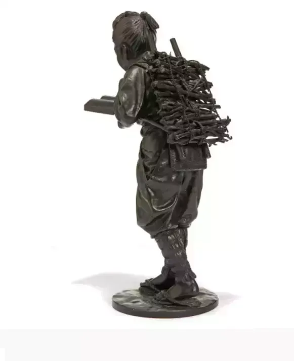 Bronze Figure Representing Kinjiro Ninomiya Sontoku, Japan, Early 20th Century, Signed. photo furniture