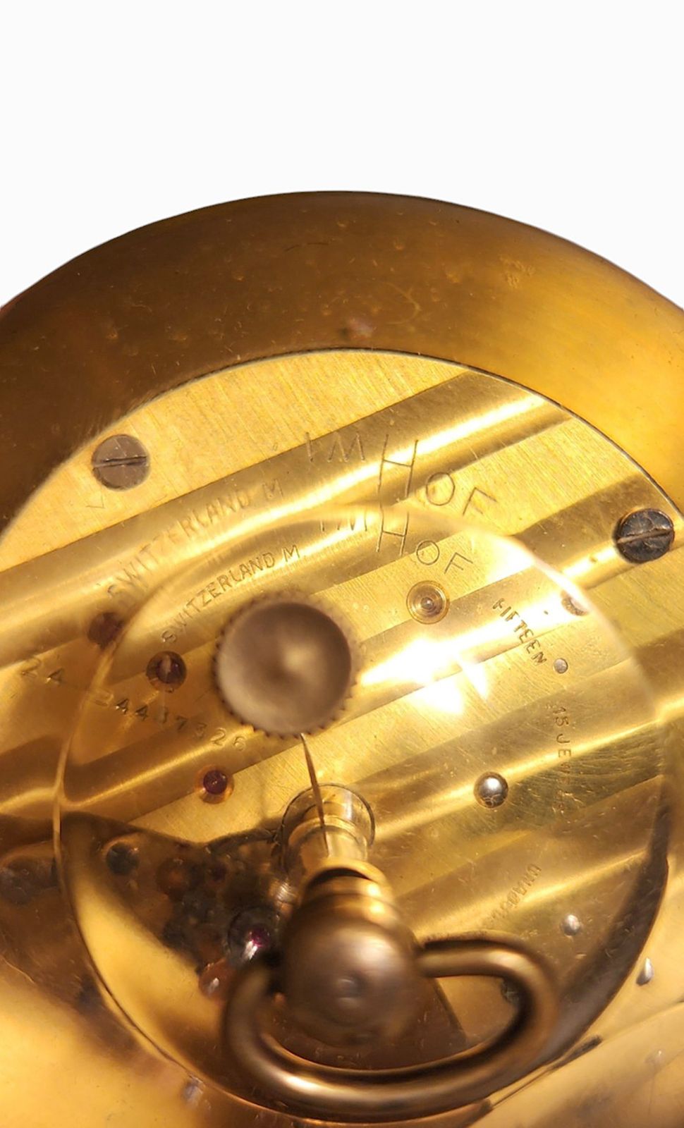 1960s Mid Century Modern Lucite And Gilt Brass Sphere/Ball Paperweight Clock With 15 Jewel Wind Up Movement By Swiss Clockmaker Arthur Imhof photo buy