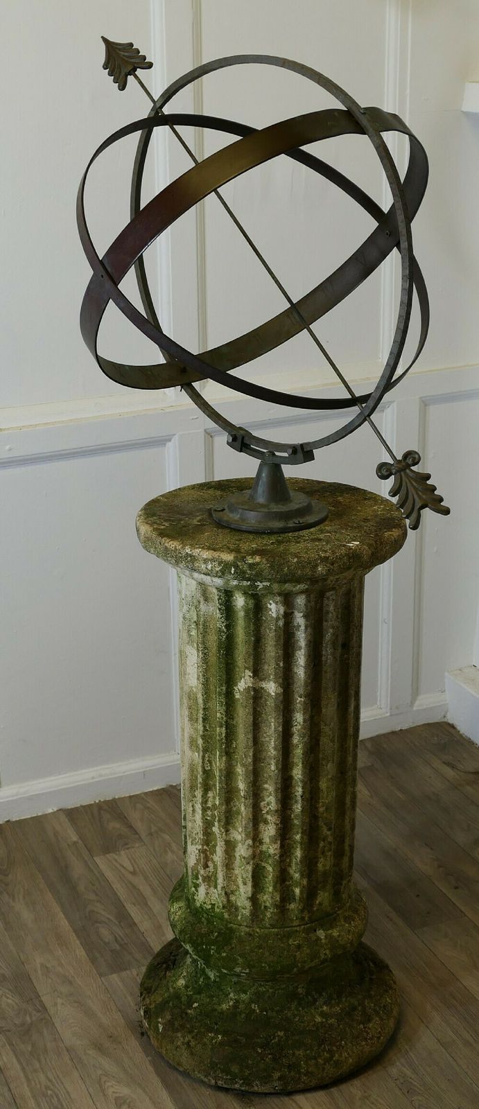 19th Century Copper Armillary Sphere On A Stone Pedestal photo Home Decor