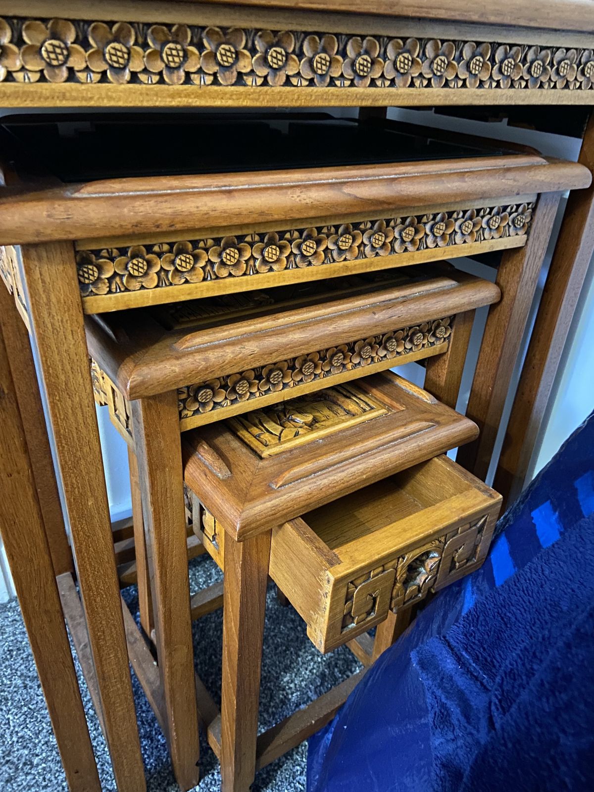 Chinese Carved Nest Of Tables, Early 20th Century Now £300 photo Furniture