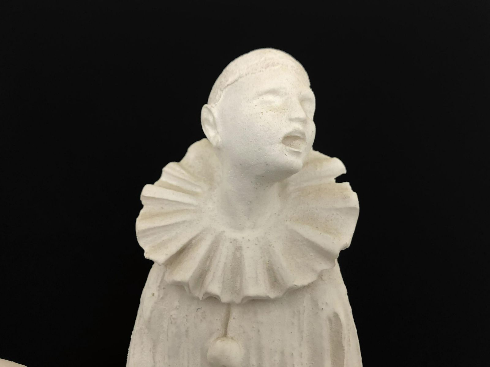 Pair Of Sculptures Of Pierrot And Colombine In Salt Stone Art Deco Style. 50s 60s photo for sale