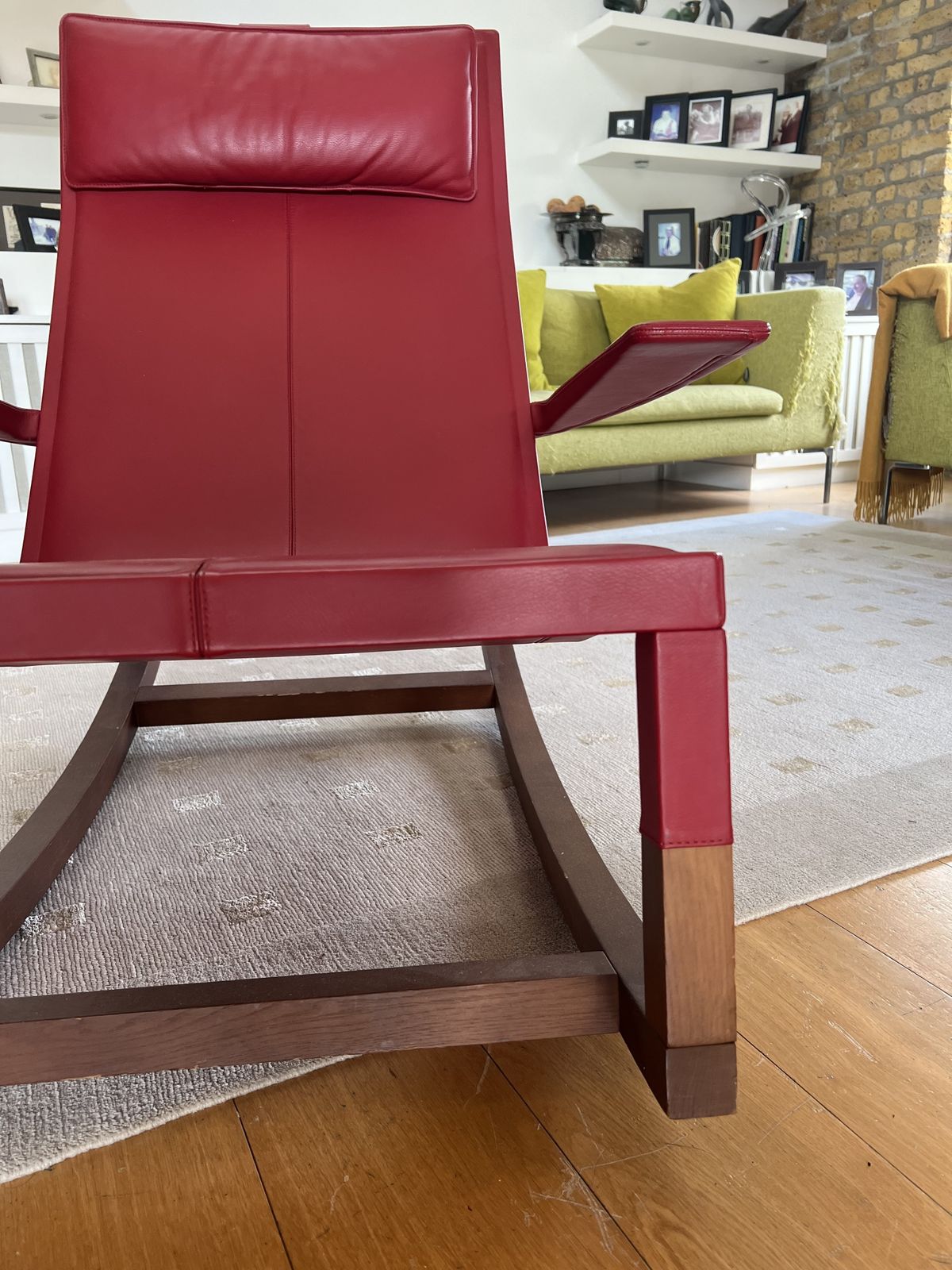 Furniture Red Leather Rocking Chair (Don'do By Jean Marie Massaud For Poltrona Frau) photo