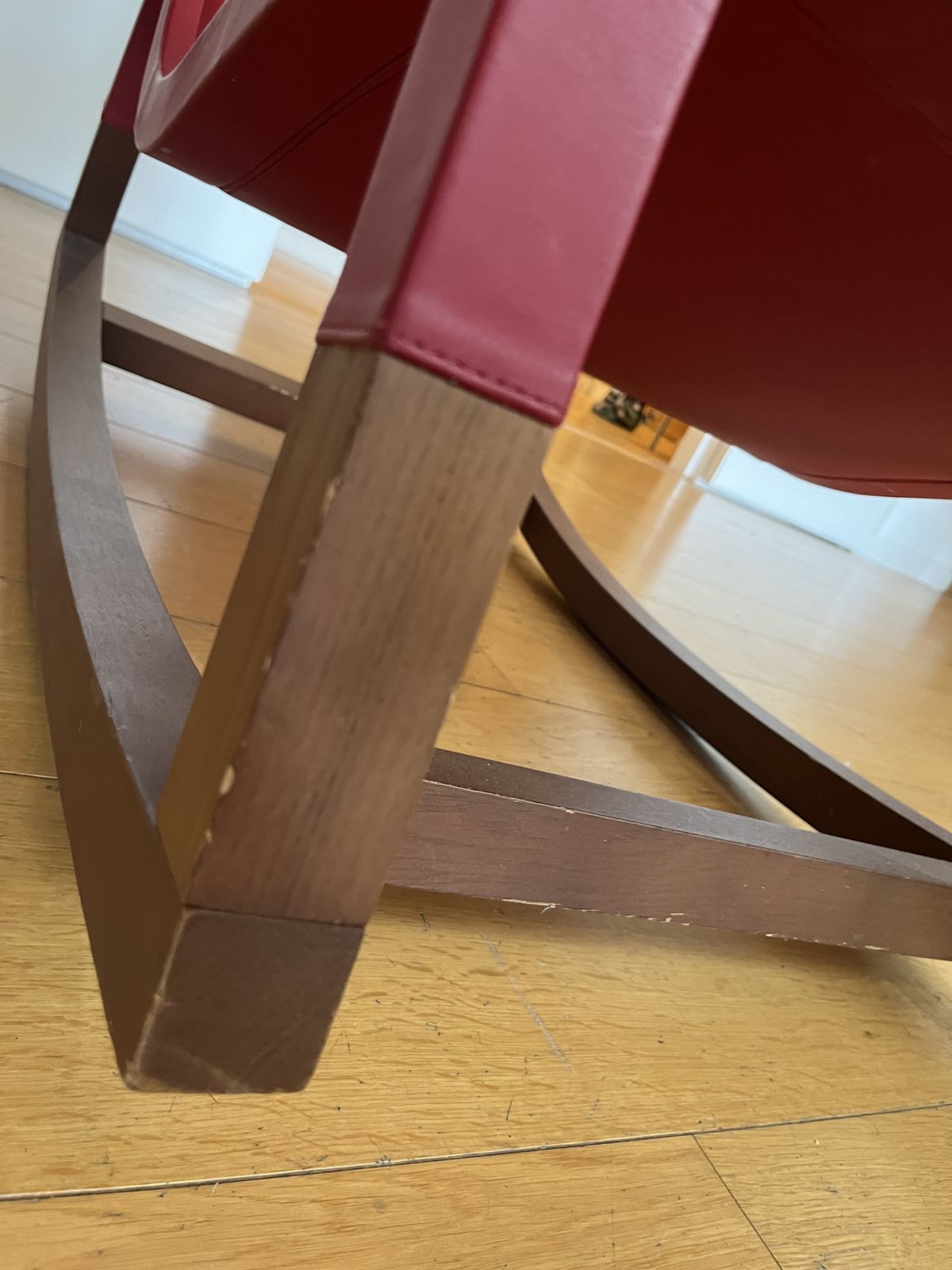3000.0 Red Leather Rocking Chair (Don'do By Jean Marie Massaud For Poltrona Frau) photo