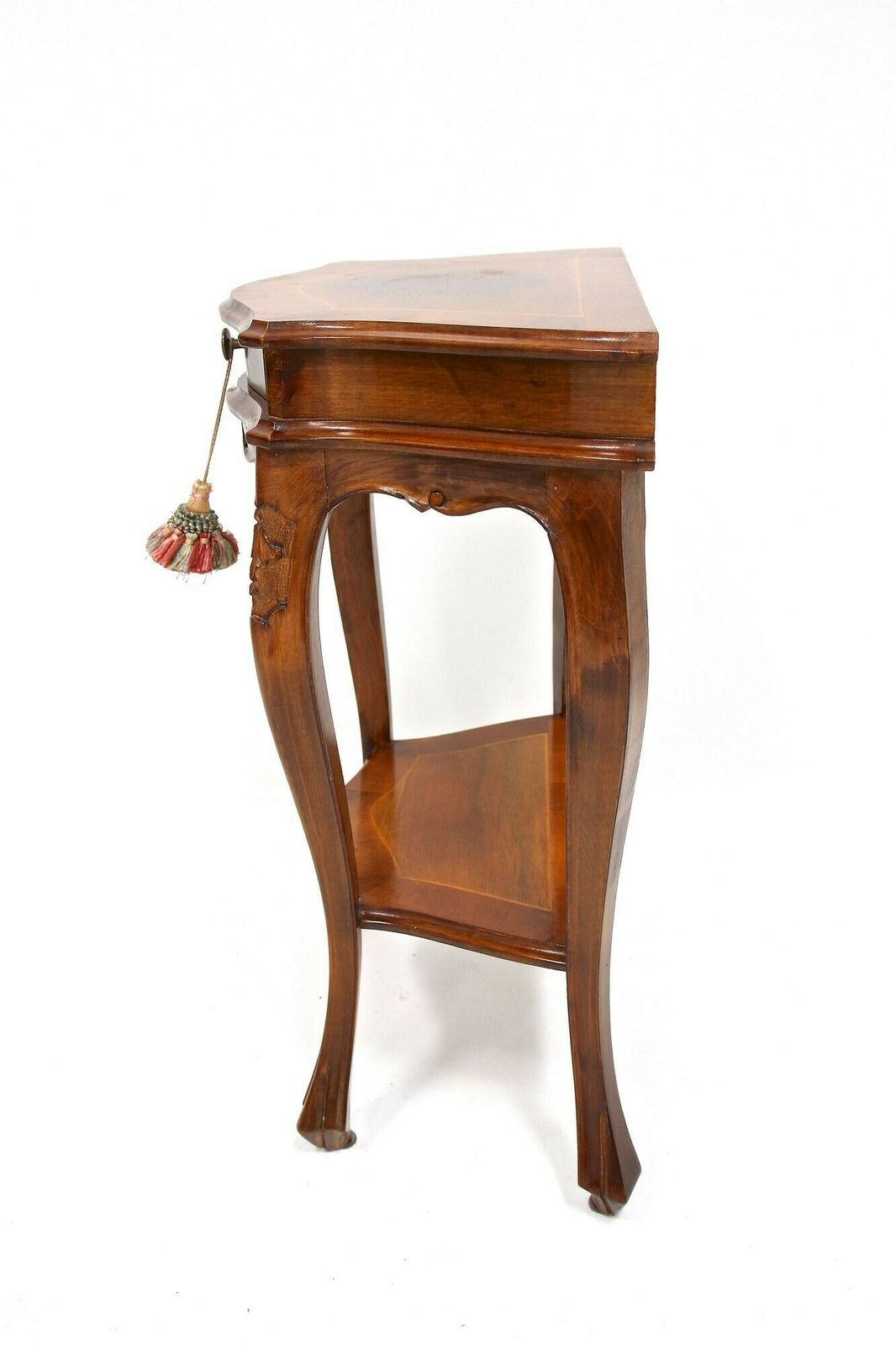 Pair Of Baroque Style Nightstands/ Console Tables, Nutwood Carved, It Ca. 1950 photo for sale