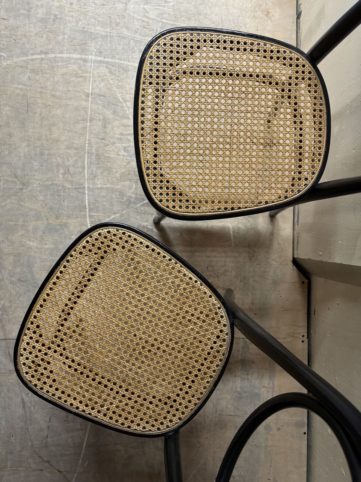 Pair Of Black Bentwood Vintage Chairs, Brass Bead Detail On The Back. Rare. photo Furniture