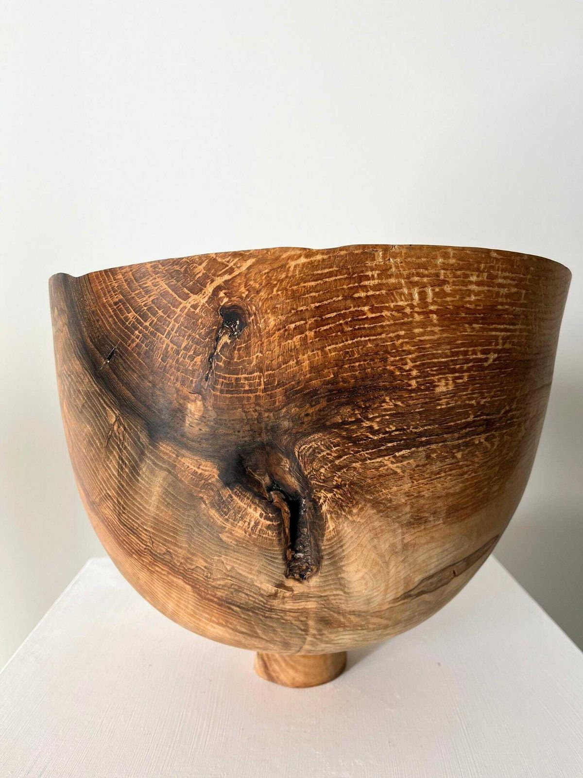Large Sculptural Wooden Bowl Vessel In Solid Olive Ash Wood photo 1350.0