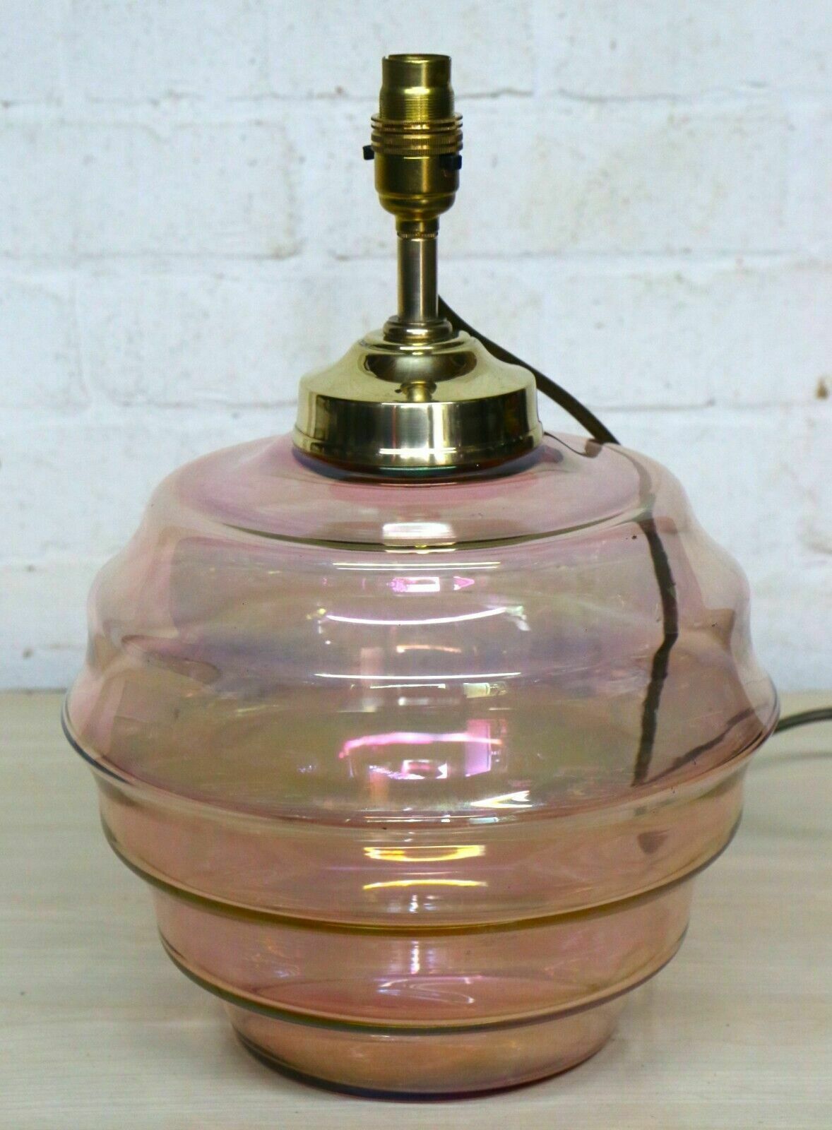photo buy Antique Table Lamp Art Deco Lustre Pink Beehive Glass Lamp Early 20th Century