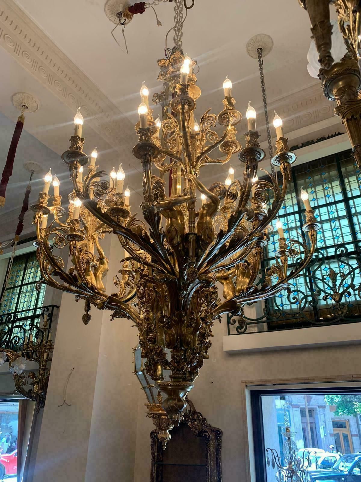 Huge, 215cm Tall, Bronze French Chandelier, Very Rare