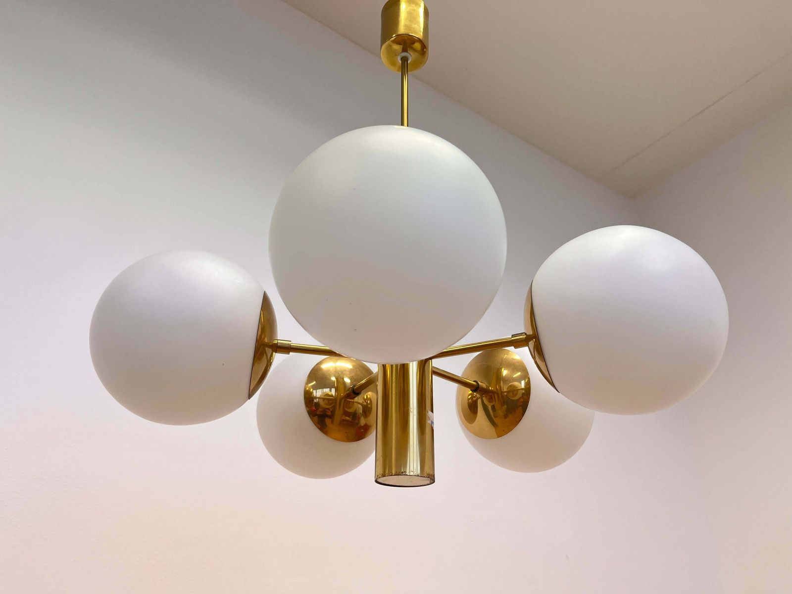 Big Brass Mid Century Sputnik Style Chandelier/ Pendant By Kaiser, 1970's photo 977.0