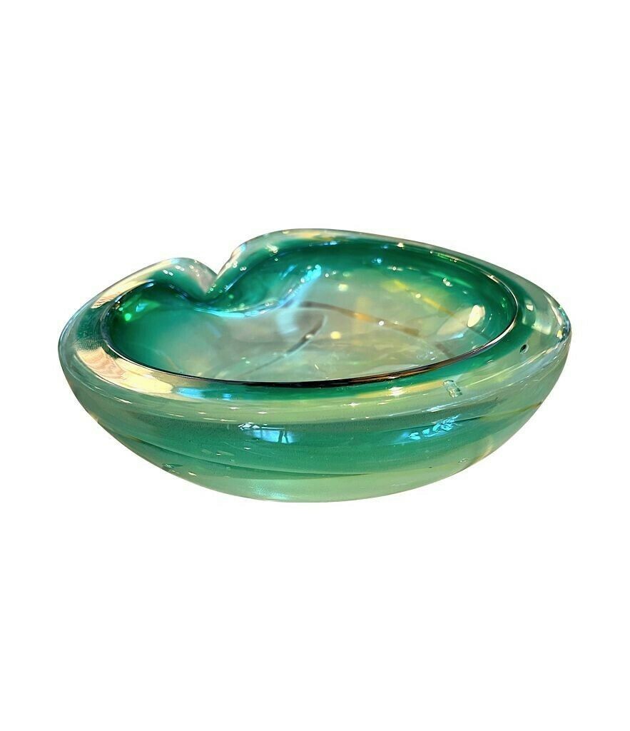 An Italian 1960s Green Murano Glass Ashtray photo for sale